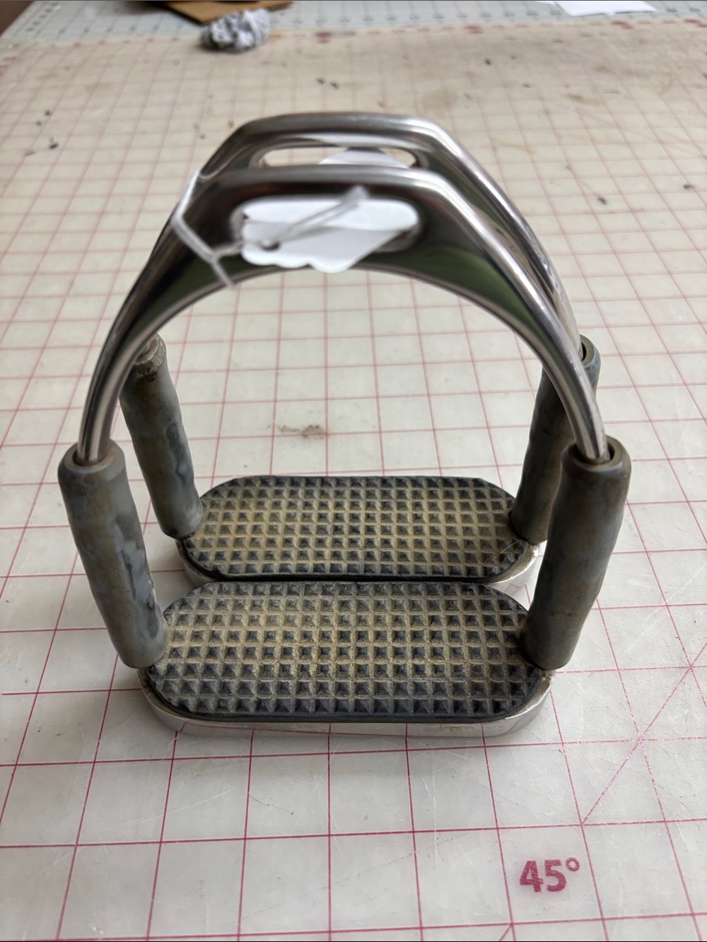 Classic Stainless Steel Horse Stirrups with Gray Rubber Treads & flexi branches